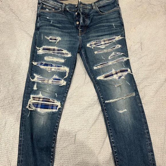 Amiri Blue Plaid MX1 Skinny Jeans (Sz 38)